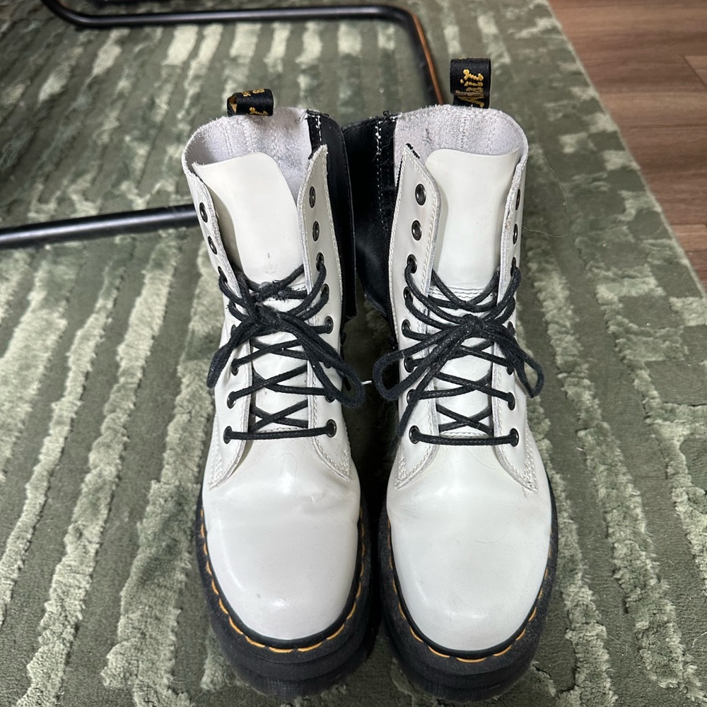 Dr. Martens White and Black Combat Boots